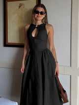 A-line midi dress with keyhole neckline - View 6 | Lwiis