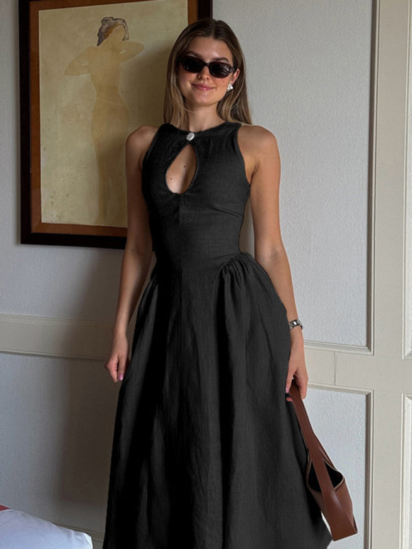 A-line midi dress with keyhole neckline - View 6 | Lwiis