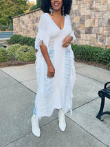 Knit Maxi Dress with Fringe Detailing - View 10 | Lwiis
