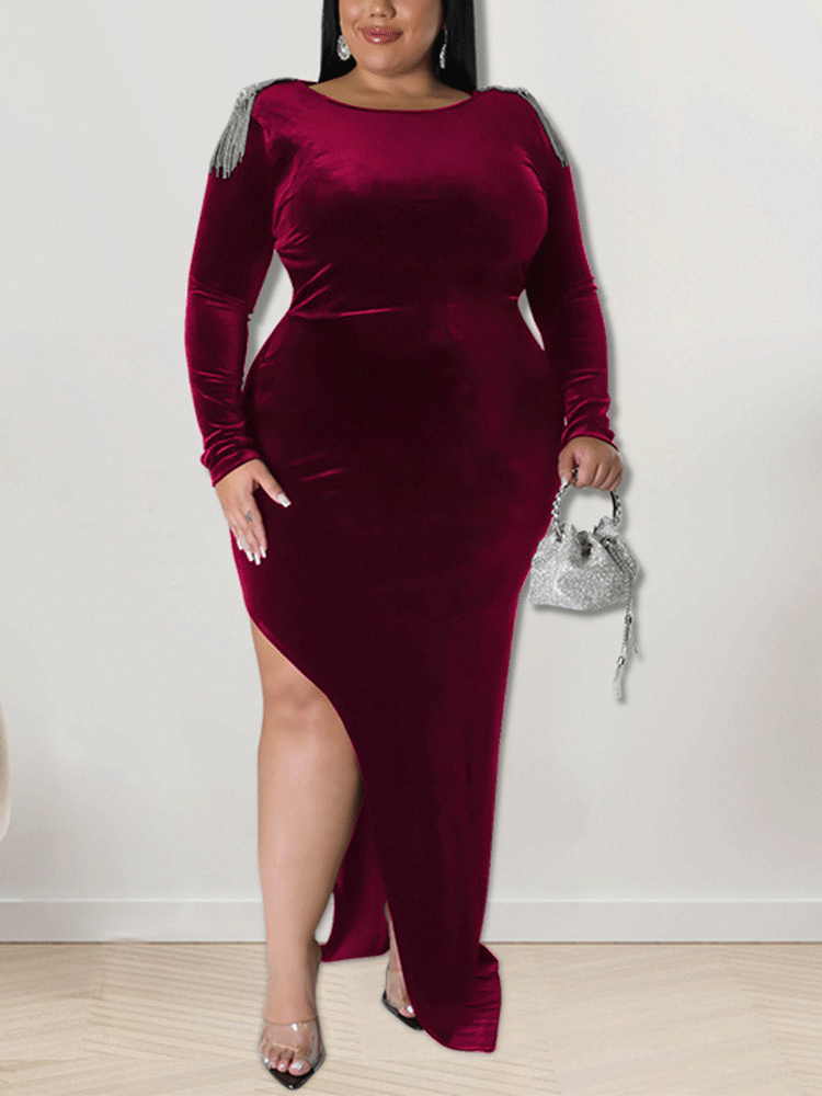 Velvet Mermaid Midi Dress - View 11 | Lwiis