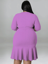 Belted Midi Dress with Ruffle Hem - View 6 | Lwiis