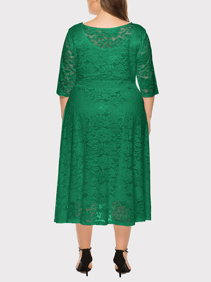 Lace A-Line Midi Dress - View 28 | Lwiis