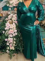 Long Sleeve V-Neck Maxi Dress - View 8 | Lwiis