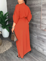 V-neck drawstring maxi dress - View 7 | Lwiis