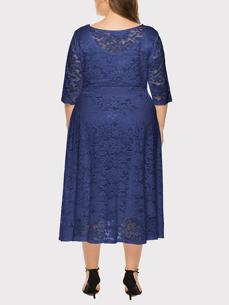 Lace A-Line Midi Dress - View 24 | Lwiis