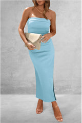 Strapless ribbed knit midi dress - View 22 | Lwiis