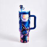 Stanley Stitch Halloween tumbler with straw topper