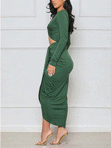 Long sleeve maxi dress with cutout detail - View 9 | Lwiis