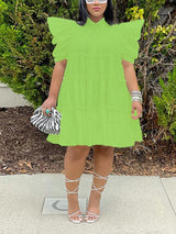 Puff sleeve collared mini dress - View 12 | Lwiis
