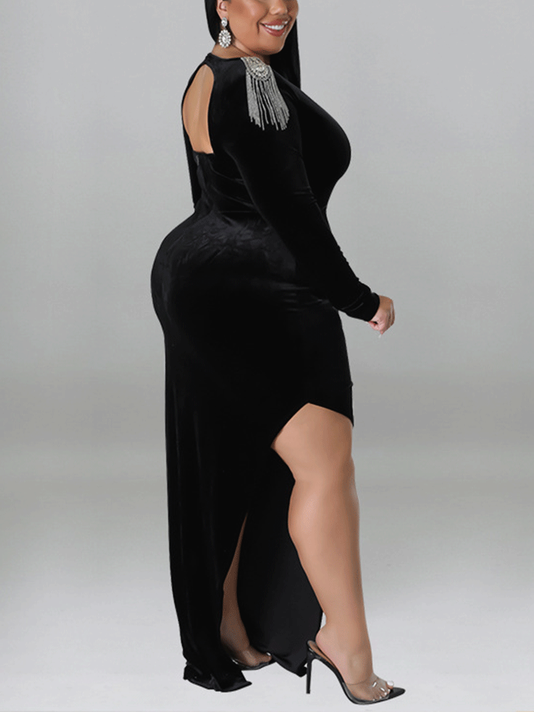 Velvet Mermaid Midi Dress - View 15 | Lwiis