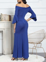 Off Shoulder High Split Maxi Dress - View 9 | Lwiis