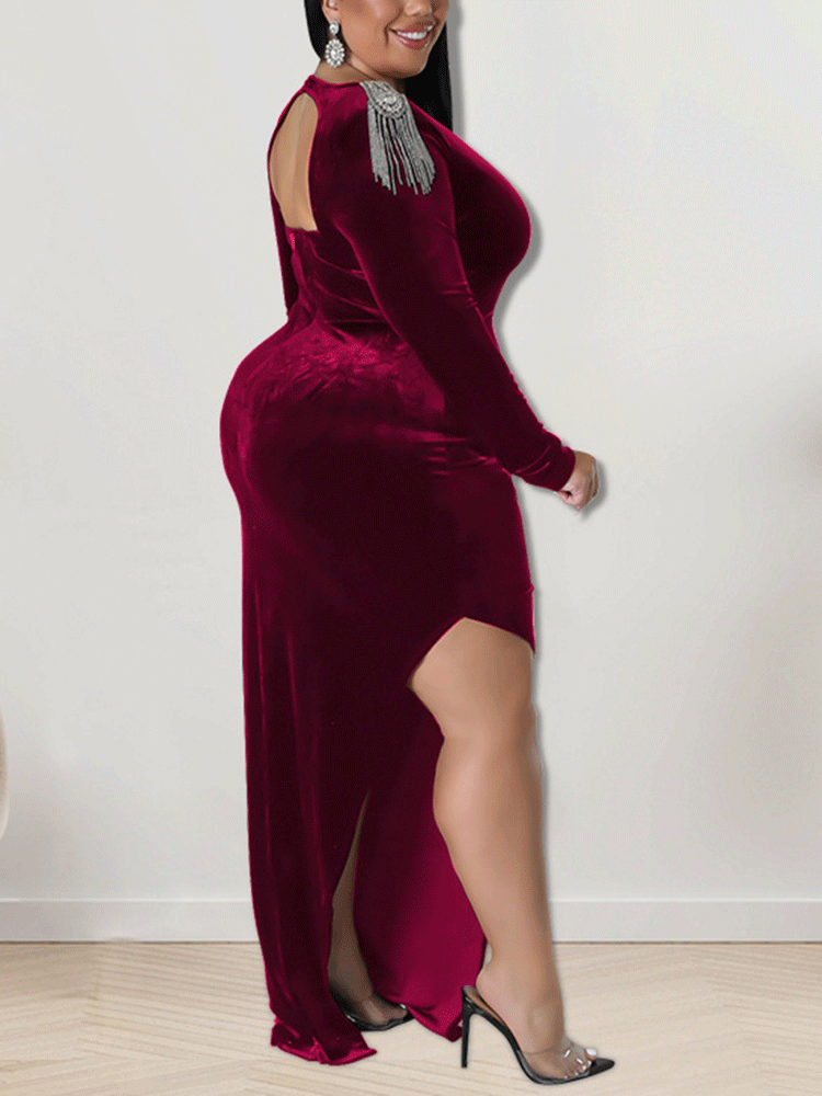 Velvet Mermaid Midi Dress - View 12 | Lwiis