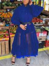 Tiered Maxi Dress with Button Front - View 8 | Lwiis