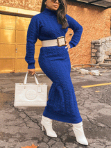 Ribbed knit high neck midi dress - View 17 | Lwiis