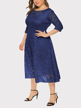 Lace A-Line Midi Dress - View 23 | Lwiis