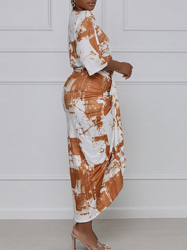 Asymmetrical Tie-Dye Midi Dress - View 6 | Lwiis